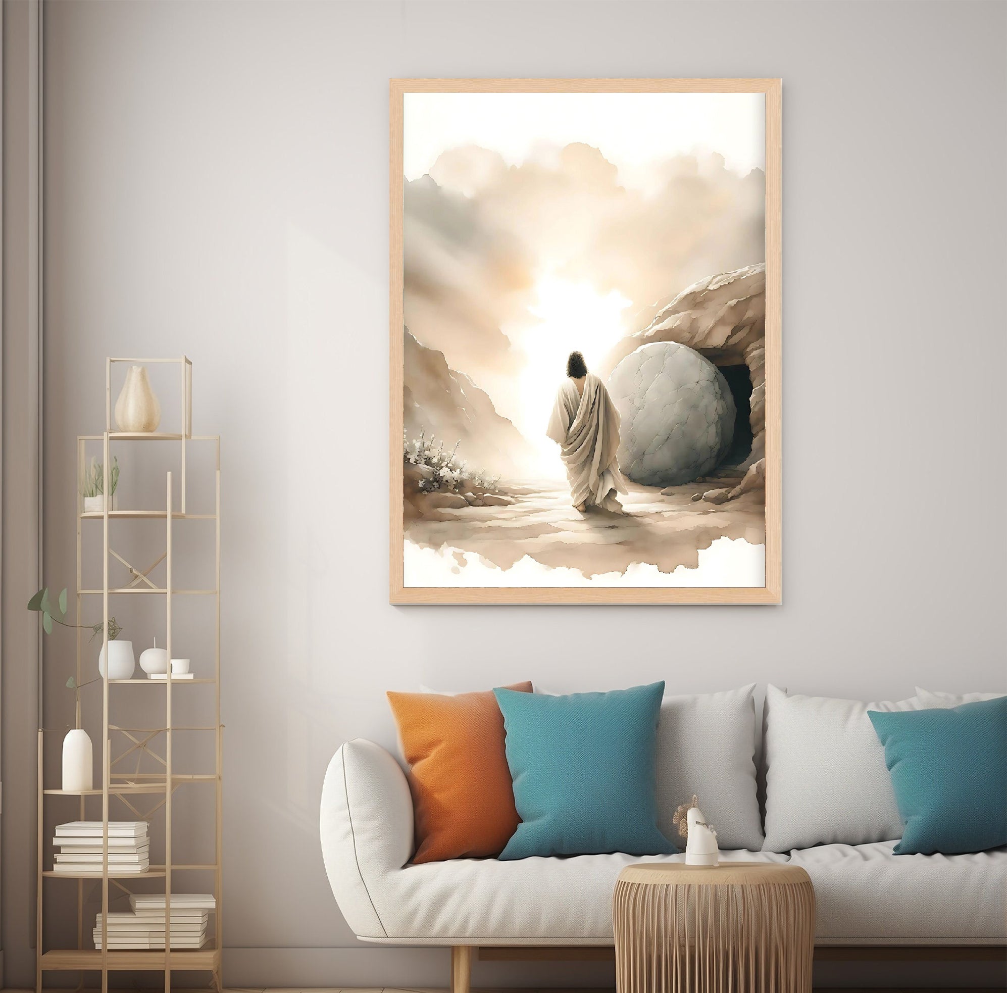 He is Risen Wall Art Poster, Jesus Painting Easter Scripture Poster, Jesus Resurrection Poster, Bible Art Poster
